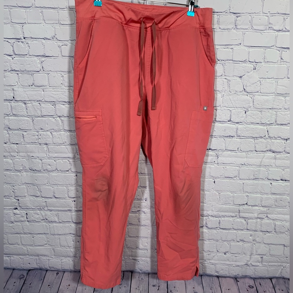 Figs Womens HIgh Waisted Yola Scrub Pant Pink XL Medical Nurse Hospital Doctor